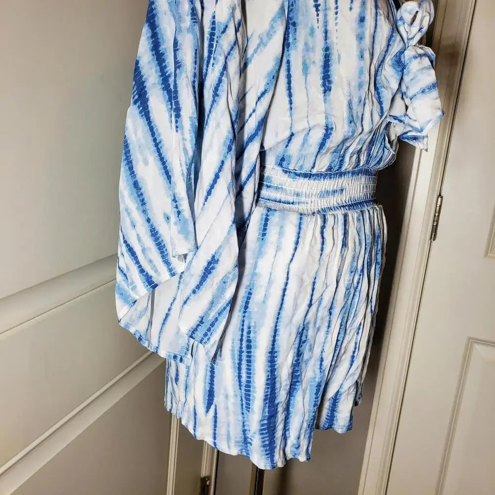 Le Lis Blue and White Tie-Dye Shorts Romper Women's Size Small NWOT - Picture 12 of 15
